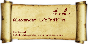Alexander Lóránt névjegykártya